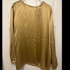 Gently Worn Halston Lifestyle 100% Silk Gold Blouse